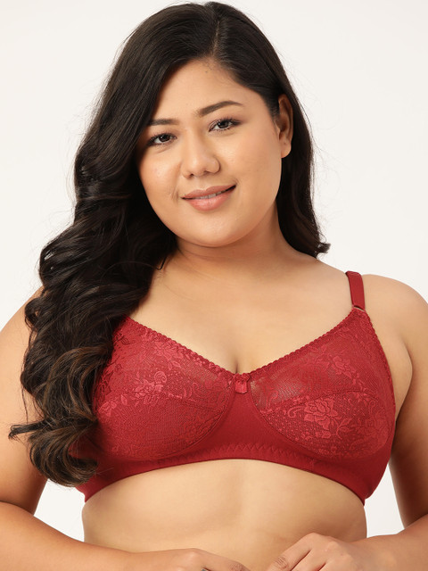 

Leading Lady Plus Size Maroon Lace Floral Full Coverage Everyday Bra P-NANCY-MR