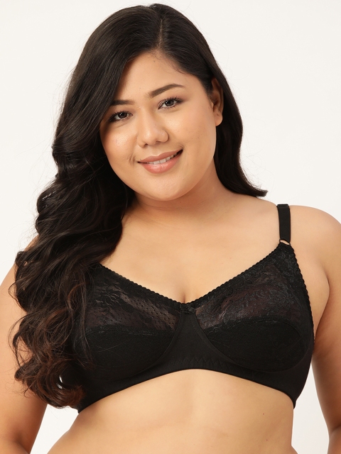 

Leading Lady Plus Size Black Lace Floral Full Coverage Everyday Bra P-NANCY-BLK