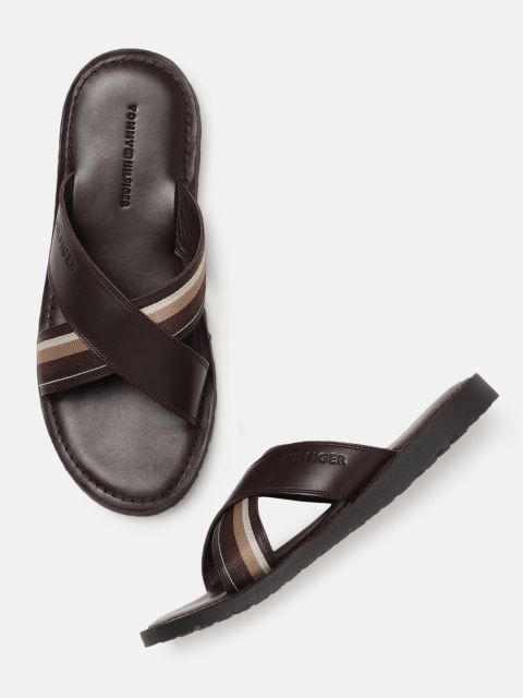 

Tommy Hilfiger Men Blue Leather Comfort Sandals, Brown