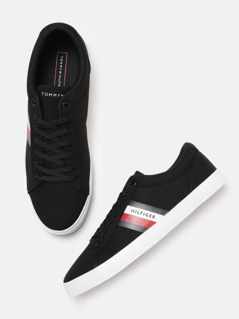 

Tommy Hilfiger Men White Striped Casual Shoes, Black