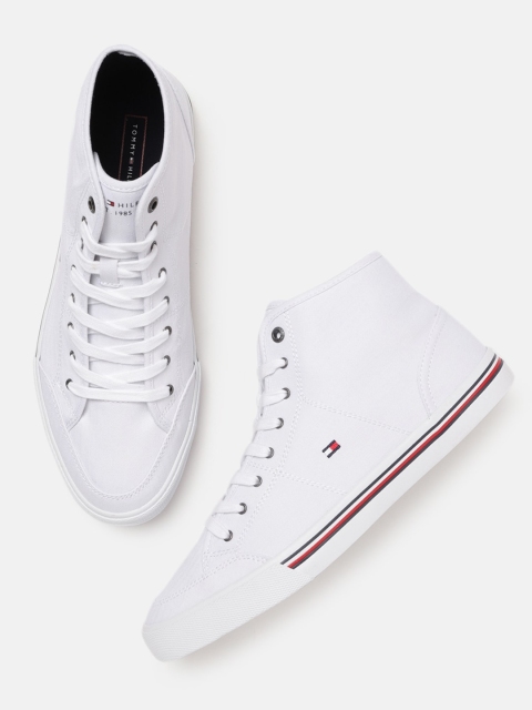 

Tommy Hilfiger Men White Mid-Top Solid Sneakers