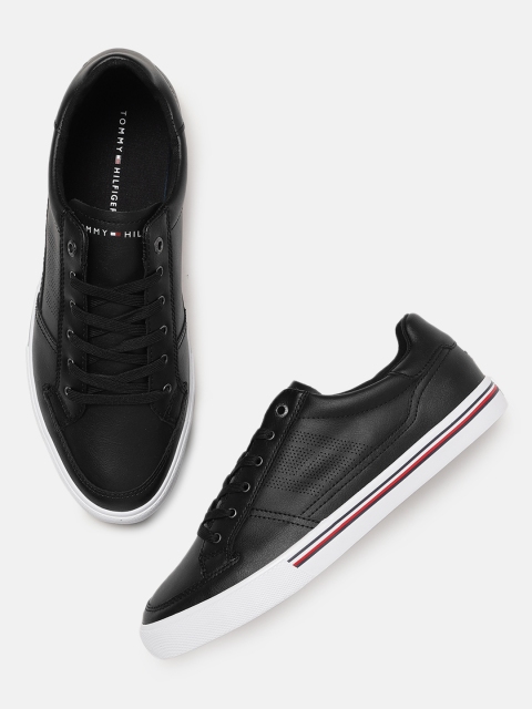 

Tommy Hilfiger Men Black Solid Leather Sneakers