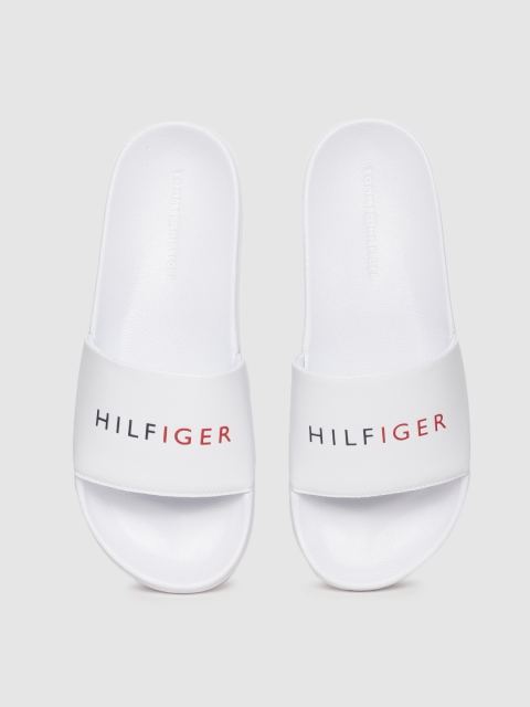 

Tommy Hilfiger Men White & Navy Blue Printed Sliders