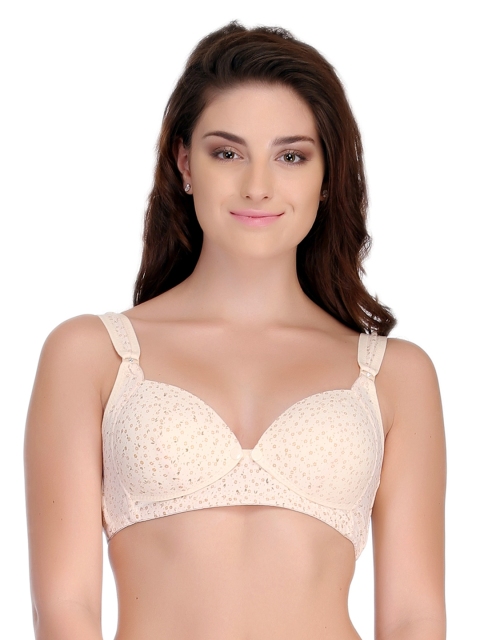 

Clovia Beige Printed Full-Coverage Maternity Bra with Removable Flaps BR0572P02