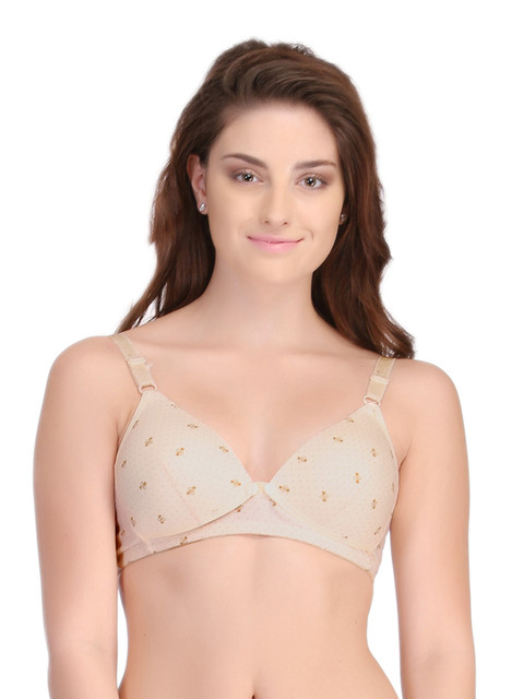 

Clovia Cream-Coloured Printed Full-Coverage Maternity Bra with Removable Flaps BR0577P02