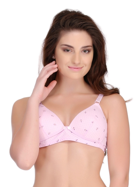 

Clovia Pink Printed Full-Coverage Maternity Bra with Removable Flaps BR0577P22
