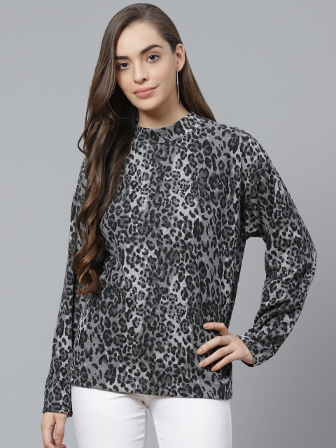 

Marks & Spencer Women Grey & Black Leopard Print Sweatshirt