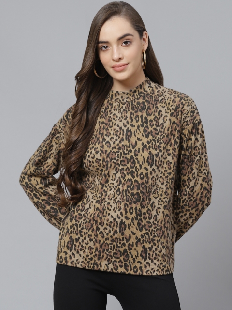 

Marks & Spencer Women Beige & Black Animal Print Sweatshirt