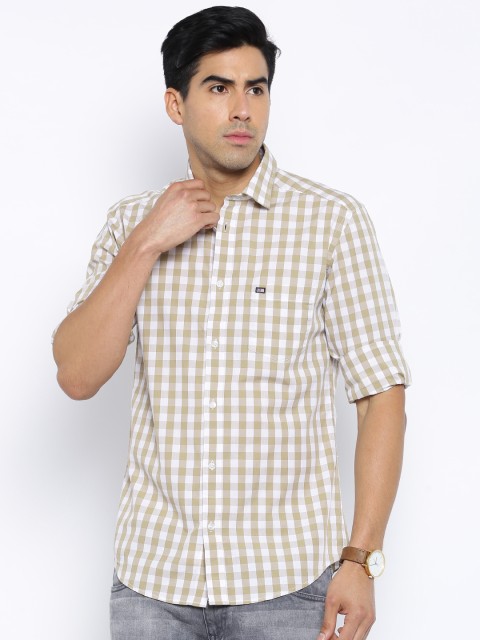 

Arrow Sport Beige & White Checked Manhattan Fit Casual Shirt