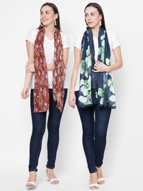

Get Wrapped Women Pack of 2 Printed Scarves, Brown
