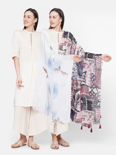 

Get Wrapped Women Pack of 2 Printed Scarves, Grey