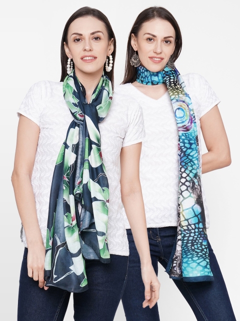 

Get Wrapped Women Pack of 2 Printed Scarves, Blue