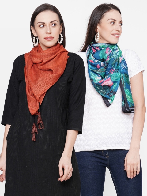 

Get Wrapped Women Pack of 2 Printed Scarves, Orange