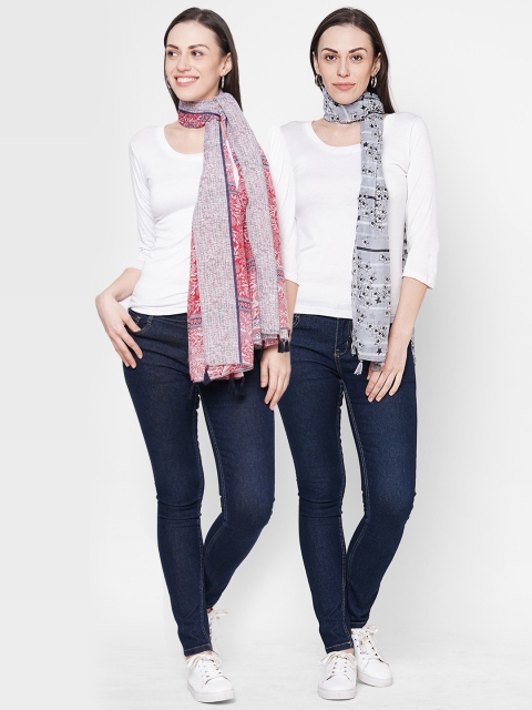 

Get Wrapped Women Pack of 2 Printed Scarves, Grey