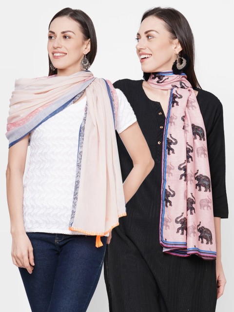 

Get Wrapped Women Pack of 2 Printed Scarves, Pink