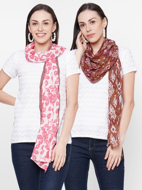 

Get Wrapped Women Pack of 2 Printed Scarves, Brown