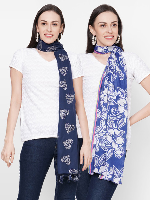 

Get Wrapped Women Pack of 2 Printed Scarves, Blue