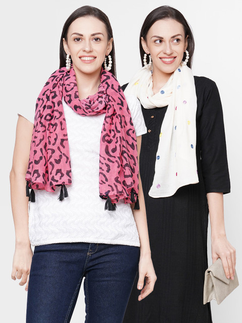 

Get Wrapped Women Pack of 2 Printed Scarves, White