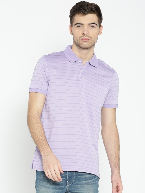 

Arrow Men Purple Striped Polo Collar T-shirt