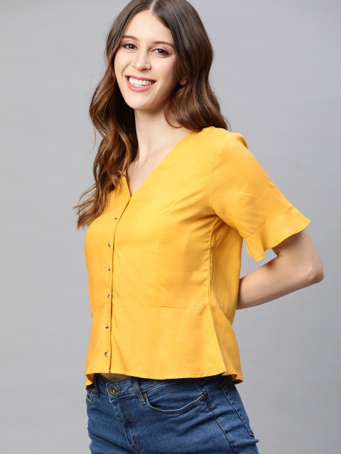 

Mast & Harbour Mustard Yellow Bell Sleeve Regular Top