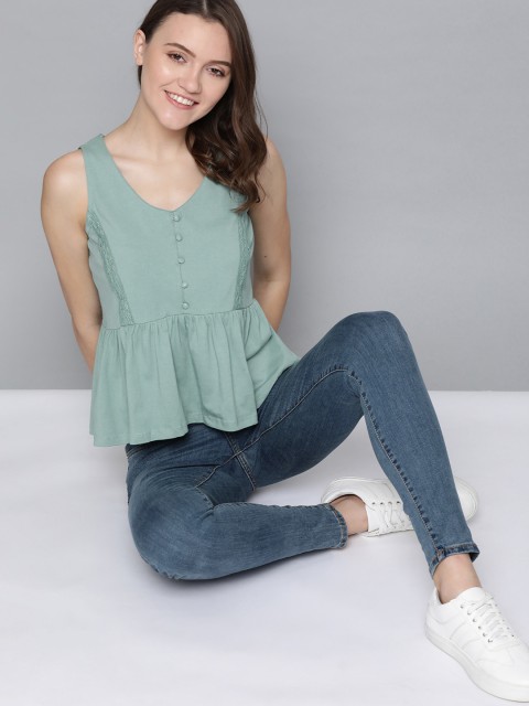 

Mast & Harbour Women Pastel Green Regular Top