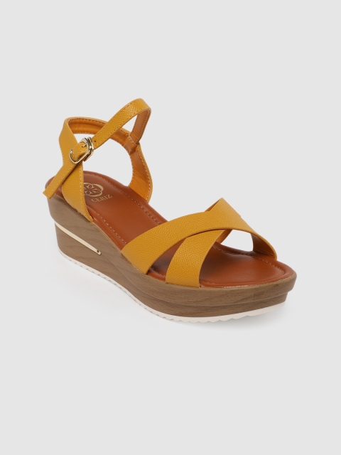 

CERIZ Women Mustard Yellow Solid Wedges