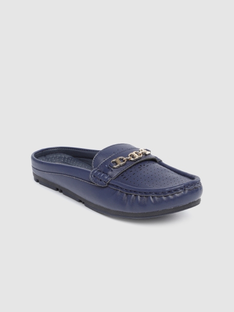 

CERIZ Women Navy Blue Solid Mules