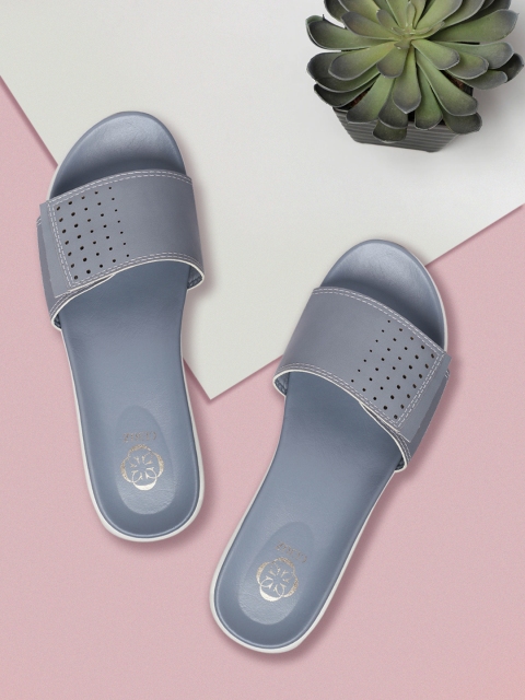 

CERIZ Blue Comfort Heels with Laser Cuts