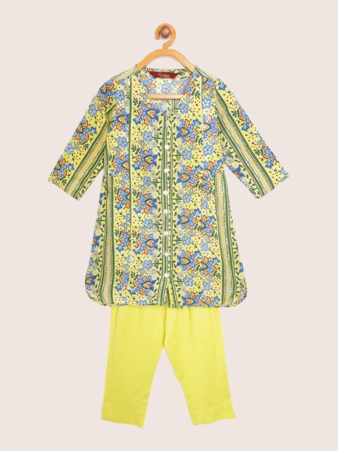 

Sangria Girls Yellow & Blue Printed Kurta Set