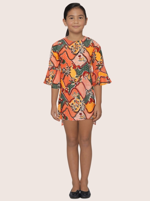 

Sangria Girls Multicoloured Printed A-Line Dress, Multi