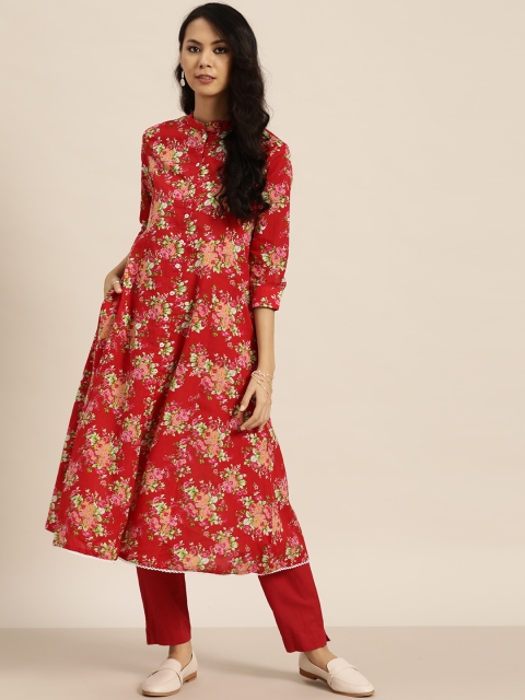 

Sangria Women Red & Pink Floral Printed Floral Kurta