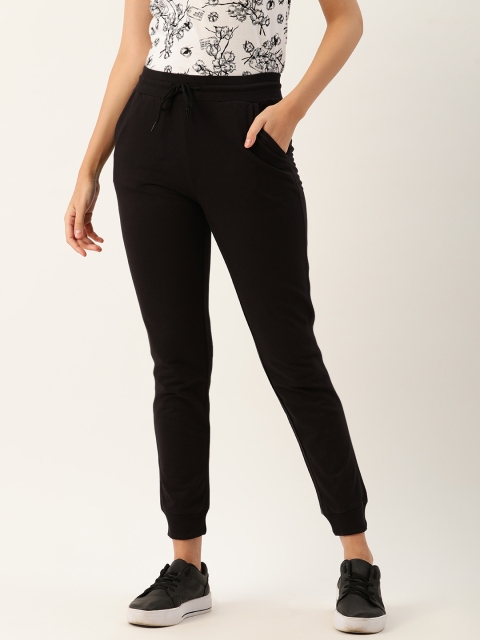 

United Colors of Benetton Women Black Solid Pure Cotton Joggers