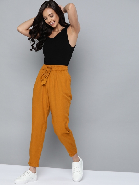 

Mast & Harbour Women Rust Orange Solid Regular Trousers