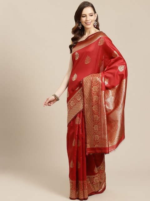 

SHOPGARB Red & Golden Woven Design Banarasi Saree