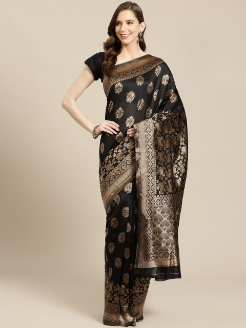 

SHOPGARB Black & Golden Woven Design Banarasi Celebrity Saree