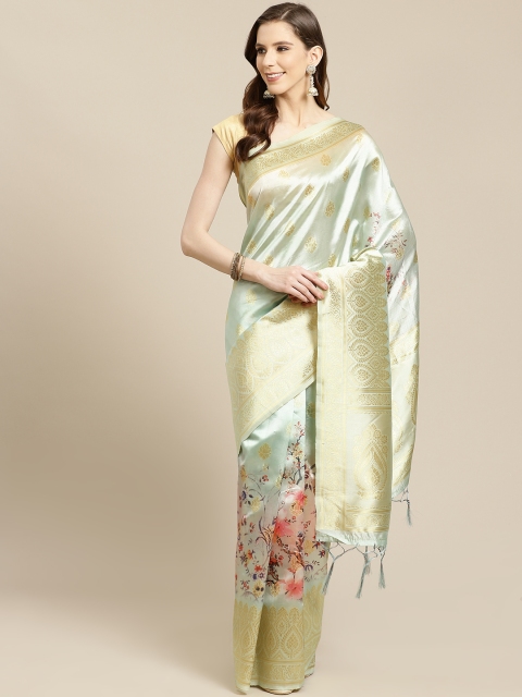 

SHOPGARB Light Green & Golden Woven Design Banarasi Saree