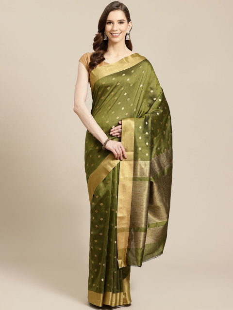 

SHOPGARB Green & Golden Woven Design Banarasi Celebrity Saree