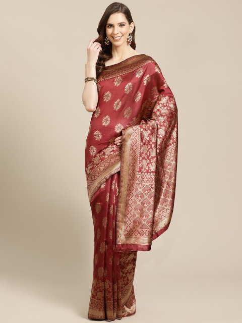 

SHOPGARB Maroon & Golden Woven Design Banarasi Saree