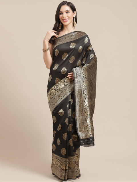 

SHOPGARB Black & Golden Silk Cotton Woven Design Banarasi Saree