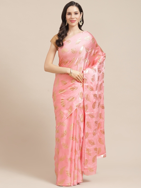 

SHOPGARB Pink & Golden Silk Cotton Printed Banarasi Saree