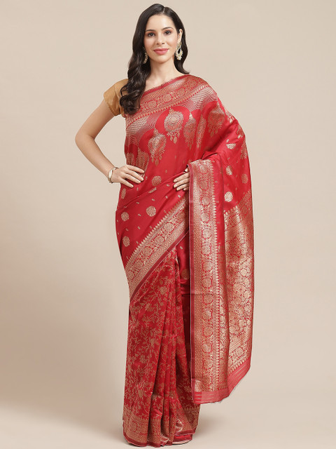 

SHOPGARB Red & Golden Woven Design Banarasi Saree