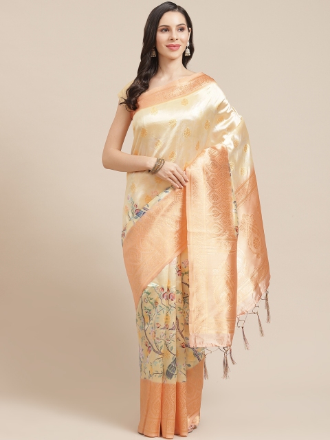 

SHOPGARB Yellow & Orange Woven Design Banarasi Saree