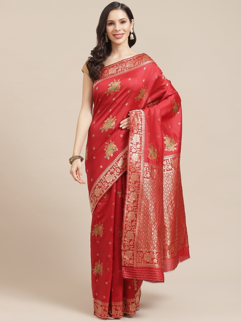 

SHOPGARB Red & Golden Woven Design Banarasi Saree
