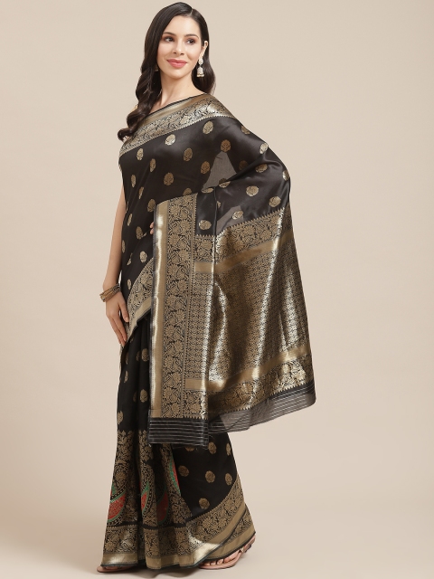 

SHOPGARB Black & Golden Silk Cotton Woven Design Banarasi Saree
