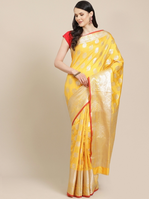 

SHOPGARB Yellow & Golden Woven Design Banarasi Saree