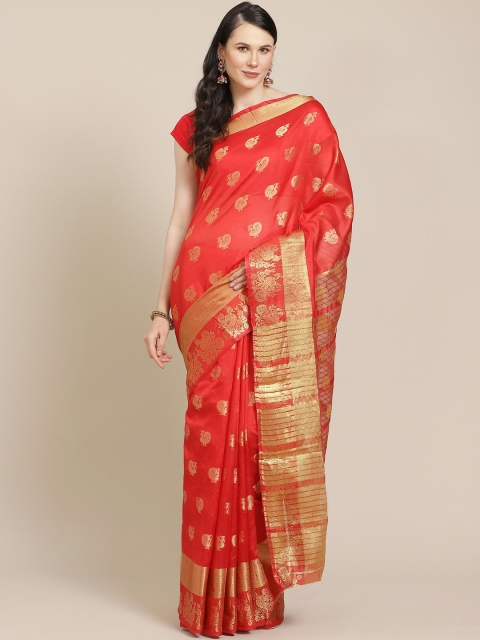 

SHOPGARB Red & Golden Woven Design Banarasi Celebrity Saree