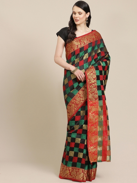 

SHOPGARB Black & Maroon Woven Design Banarasi Saree