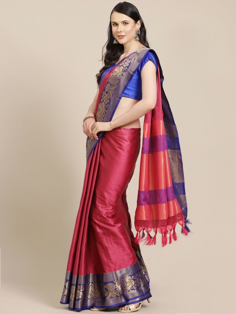 

SHOPGARB Pink Solid Banarasi Saree