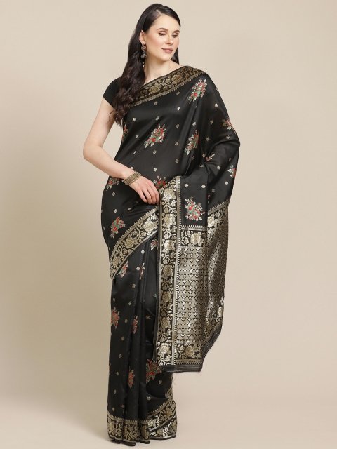 

SHOPGARB Black & Golden Silk Cotton Woven Design Banarasi Saree