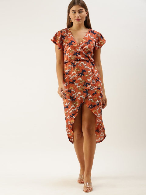 

DODO & MOA Tangy Orange Conversational Print Mini Dress